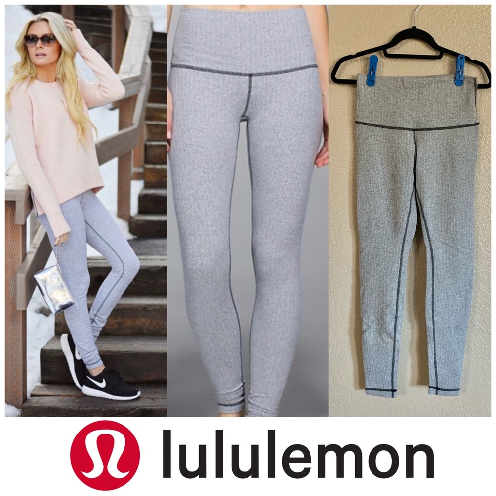 Lululemon Wunder Under gray herringbone leggings 8